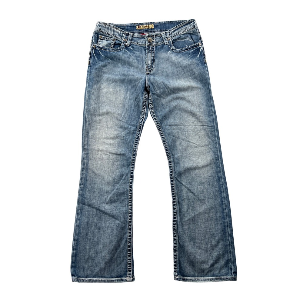 BKE Wendi Bootcut Jeans Women 31 Blue Stretch Distressed Denim Y2K Western Boho